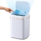 Lixeira Eletrônica Inteligente Fundamentum 13L Branca E Dourado Smart A Pilha