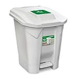 Lixeira Grande Rodas E Pedal 120Litros Tampa Click Branca