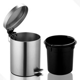 Lixeira Lixo Pedal Emborrachado Aço Inox 5 Litros Banheiro