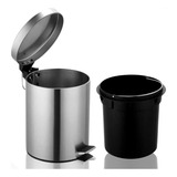 Lixeira Lixo Pedal Emborrachado Aço Inox 5 Litros Banheiro
