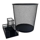 Lixeira Metal Escritorio Preta 8-5 Litros - Porta Canetas Lápis E Acessórios Organizador De Mesa Durável E Estável Home Office Estações De Trabalho Organização E Decoração Funcional Kit Escritório