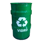 Lixeira Metalica Tambor Reciclagem Vidro Tonel