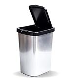 Lixeira Metalizada 9 Litros Com Tampa Click Label Cesto Lixinho Cozinha Banheiro Cor Cinza