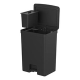 Lixeira Pedal Trium Dupla De 46l Com Cesto Bancada Pia 4l Ou Cor Preto