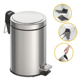 Lixeira Pequena Inox 3 Litros Com Pedal E Cesto Removível Cor Cinza
