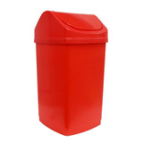 Lixeira Plastica 50 Litros Tampa Vai Vem Vermelha C Adesivo