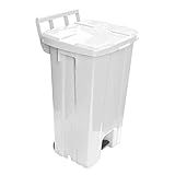 LIXEIRA QUADRADA PLÁSTICA COM PEDAL E RODAS 100L