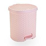 LIXEIRA RATTAN COM PEDAL 15 LTS ROSA