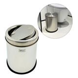 Lixeira Redonda Aço Inox 8 Litros Tampa Basculante Banheiro