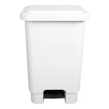 Lixeira Retangular Com Pedal 50 Litros Resistente E Durável Cor Branco