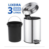 Lixo Lixeira Inox Metal 3l Pedal