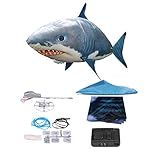 LIYJTK Brinquedos De Tubarão De Controle Remoto Natação Peixe RC Brinquedo Inflável RC Voar Balões De Ar Palhaço Peixe Brinquedo Presentes Decoração De Festa Balão Flutua No Ar Interno Azul 
