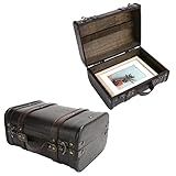 LIZEALUCKY Mala De Madeira Vintage Com Trava De Fivela Baú De Armazenamento De Tesouro Antigo De Grande Capacidade Com Acabamento De Couro Porta Malas De Armazenamento De Madeira Decorativo Para Adereço De Fotografia Decoração De Casa Armazenamento
