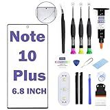 LMDGDS Para Samsung Galaxy Note 10 Plus Screen Glass Replacement SM-975 Series- 17-3 Cm 5G Lente Frontal Externa Impermeável Adesivo Reparo Cola E Lâmpada -sem OLED E Digitalizador De Toque- Kit De