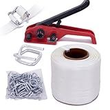 LNYEBN Kit De Cintas De Paletes Resistentes Com Tensor De Cordão Tecido 1 134 Kg De Resistência à Ruptura De 3 10 2 Cm X 330 Rolo De Cordão Trançado E 50 Peças De Fivelas De Cordão