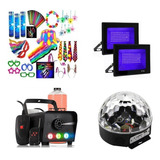 Locação Kit Festa Anos 80 C Fumaça Led Luz Negra Fantasias