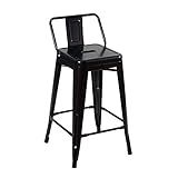 Loft7 Banqueta Iron Tolix Design Industrial Em Aço Carbono 61 Cm Média Com Encosto Vintage Elegante E Versátil Cozinha Bar Sala De Jantar Varanda Gourmet Preto