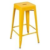 Loft7 Banqueta Iron Tolix Design Industrial Em Aço Carbono 76 Cm Alta Sem Encosto Vintage Elegante E Versátil Cozinha Bar Sala De Jantar Varanda Gourmet Amarelo