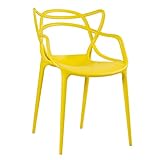 Loft7 Cadeira Design Allegra Polipropileno Injetado Alta Densidade Empilhável Sala Cozinha Jantar Bar Jardim Varanda Amarelo