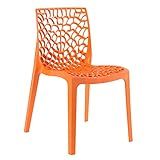 Loft7  Cadeira Gruvyer  Polipropileno Com Encosto Versátil Para Sala De Jantar Cozinha Bar Jardim Varanda Cafeteria Shopping Salão De Festas  Laranja