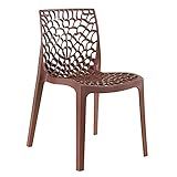 Loft7  Cadeira Gruvyer  Polipropileno Com Encosto Versátil Para Sala De Jantar Cozinha Bar Jardim Varanda Cafeteria Shopping Salão De Festas  Marrom