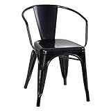 Loft7 Cadeira Iron Tolix Com Apoio De Braços Kit Industrial Kit Aço Kit Vintage Kit Preto