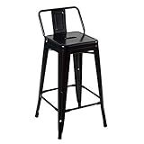 Loft7 Home Decor Banqueta Banco Iron Tolix Com Encosto De 65 Cm Industrial Aço Carbono Com Design Vintage Preto