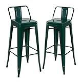 Loft7 Home Decor Kit 2 Banquetas Altas Iron Tolix Com Encosto 76 Cm Verde Escuro