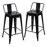 Loft7 Home Decor Kit 2x Banquetas Banco Médias Iron Tolix Com Encosto 66 Cm Industrial Aço Carbono Com Design Vintage Preto