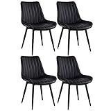 Loft7 Home Decor  Kit 4 Cadeiras Estofadas Chicago Em Aço E Couro Sintetico PU Sala De Jantar Cozinha Bar Cafeteria  Preto