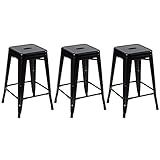 Loft7 Kit 3 Banquetas Iron Tolix Design Industrial Em Aço Carbono 61 Cm Média Sem Encosto Vintage Elegante E Versátil Cozinha Bar Sala De Jantar Varanda Gourmet Preto