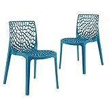 Loft7  Kit Conjunto 2 Cadeiras Gruvyer  Polipropileno Com Encosto Moderna Versátil Para Sala De Jantar Cozinha Bar Restaurante Jardim Varanda Cafeteria Shopping Salão De Festas  Turquesa