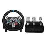 Logitech G Volante De Corrida E Pedais De Chão 29 Driving Force- Feedback De Força Real- Câmbio De Aço Inoxidável- Capa De Volante De Couro Para PS5- PS4- PC- Mac - Preto