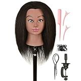 LOHXINHAIR 100 Cabelo Humano Real Manequim Cabeça Manequim Manican Treinamento Cabeça De Boneca Com Suporte Para Cabeleireiro Prática Trança Estilo Branqueamento Tingimento Curling Corte Preto Natural