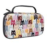 Lokigo Nintendo Switch OLED Case Nintendo Switch Case Carrying Case For Nintendo Switch Boys Girls Portable Travel Hard Shell Pouch Bag Switch Carry Case With 16 Game Card Slots Colord Cats