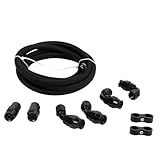LokoCar Kit De Linha De Combustível 6AN PTFE AN6 E85 Kit De Conexão De Mangueira De Linha De Combustível Trançada De Nylon 3 M Preto