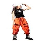 LOLANTA Roupas De Dança Hip Hop Para Meninas Roupas Urbanas Roupas Fofas Regatas E Calças Cargo Laranja 14 16