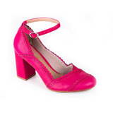 Lolita Pimenta Pump Villain Frufru Couro Italiano Fucsia