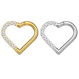 LOMISS PIERCING ARGOLA AÇO CIRÚRGICO CORAÇÃO ZIRCÔNIA CRAVEJADA Dourado 1 2X8 DIREITA 
