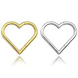 LOMISS PIERCING CORAÇÃO LISO AÇO CIRÚRGICO PVD SEGMENTO ARTICULADO 1 0X8 10mm DOURADO 1 0X8 
