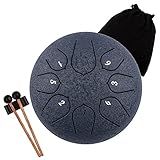 LOMUTY Tambor De Língua De Aço 8 Notas 15 Cm Instrumento De Percussão Tambor De Mão Com Bolsa Livro De Música Marretas Palitos De Dedo 15 Cm Azul Marinho 