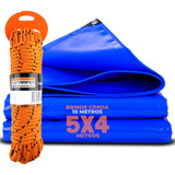 Lona 5x4 Impermeável Plastico Azul Multiuso Corda 10 Metro