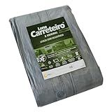 Lona Carreteiro Leve 6x3 Cinza Multiuso Impermeável Plástica Cobertura Acampamento Caminhão Reforma Pintura Obra Telhado Tenda Lago Polietileno Camping Transporte Carga Proteção Barraca Barco Feira
