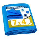 Lona Plástica Impermeável 7x4 Metros Azul Multiuso Reforçada