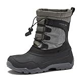 LONDON FOG Kenji Botas De Neve Para Crianças Botas De Inverno Isoladas Impermeáveis Para Meninas E Meninos Tamanho Infantil De 11 A 7 Anos Botas De Inverno Infantis Para Meninos Ou Meninas Preto Cinza Escuro 4 Big Kid