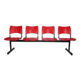 Longarina De 4 Lugares Plástica Turim Vermelho Promoção