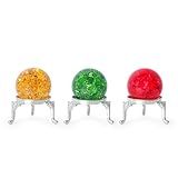 LONGWIN 3 Bolas De Cristal Rachadas No Gelo De 40 Mm- Bola De Vidro Decorativa Com Suporte De Metal- Ornamentos De Decoração De Casa