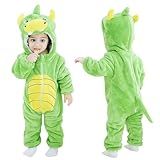 LONULAIN Pijama Unissex De Fantasia De Animal De Bebê Macacão Infantil De Flanela Com Capuz Para Cosplay Roupa De Casa Roupa De Dormir Dinossauro Verde 12 A 18 Meses 