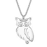 Lonyoo Lindo Colar De Pássaro De Coruja De Aço Inoxidável Com Pingente De Corrente Delicada De Ouro 18 K, Presentes De Coruja Para Mulheres, Pingentes, Medium, Aço Inoxidável, Sem Pedra Preciosa