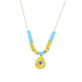 Loqimu Colar De Fio De Aço Inoxidável Com Contas Azuis Pingente De Gota De água De Titânio Dourado Pingente De Gota De água Gargantilha Delicada Para Mulheres E Meninas Adolescentes Aço